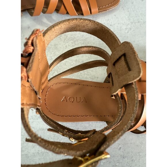 NIB AQUA Women's Emil Strappy Gladiator Sandals‎ Cognac Tan Leather Sz 8.5 - Picture 8 of 11